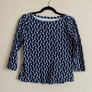 CHARTER club navy blue patterned blouse